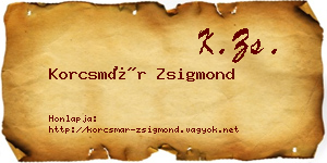 Korcsmár Zsigmond névjegykártya